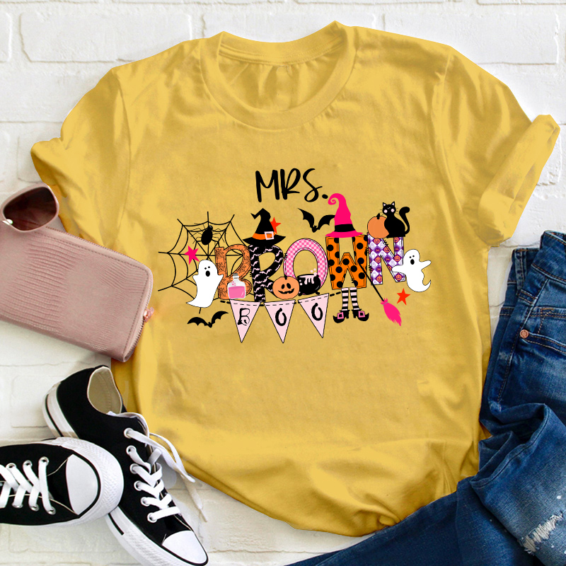 Personalized Name Happy Halloween Teacher T-Shirt