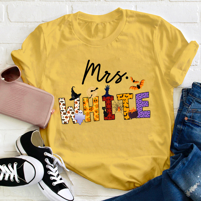 Personalized Name Happy Halloween Teacher T-Shirt