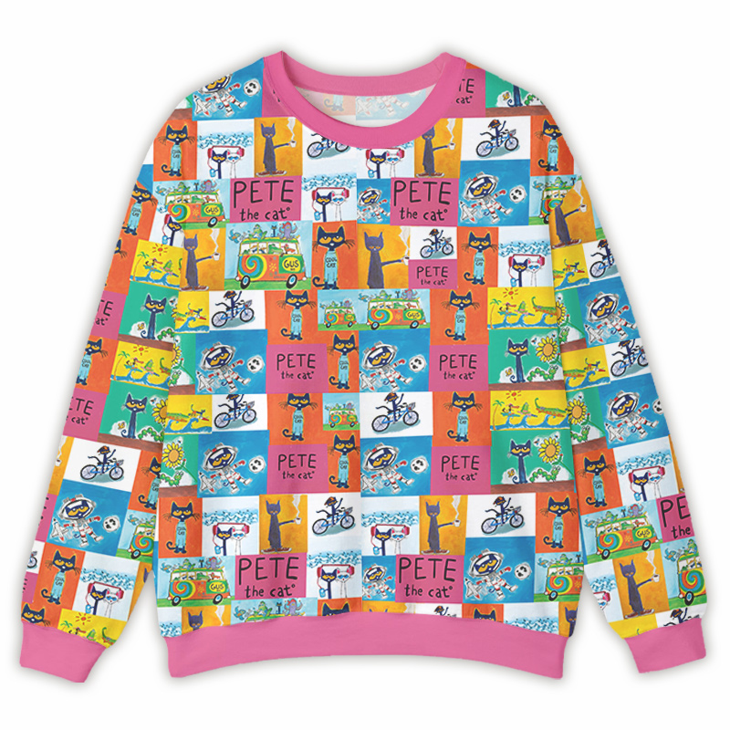 Cat Daily Life Teacher Printed Sweatshirt Sale-Teachersgram