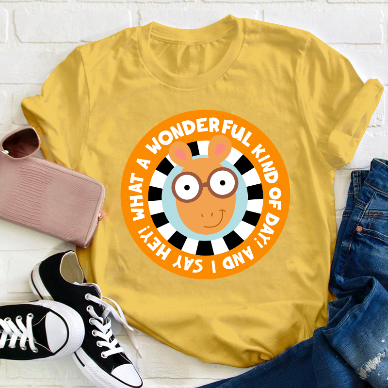 What A Wonderful Kind Of Day Teacher T-Shirt