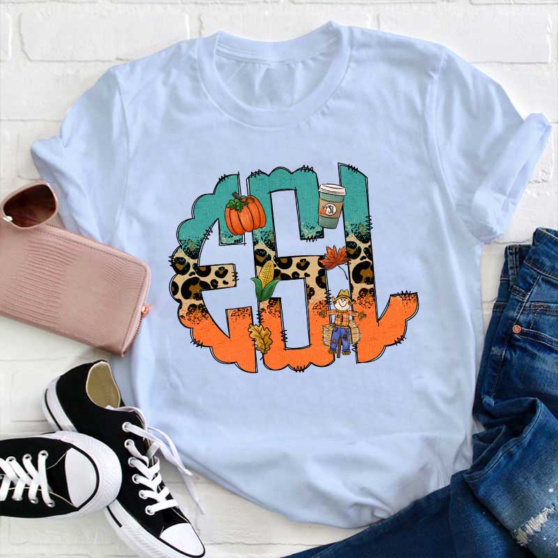 Personalized Halloween Letters Teacher T-Shirt