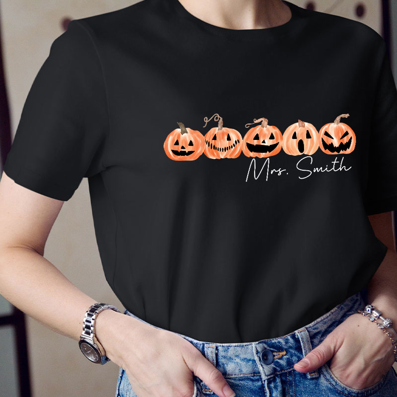 Personalized Name Happy Halloween Teacher T-Shirt