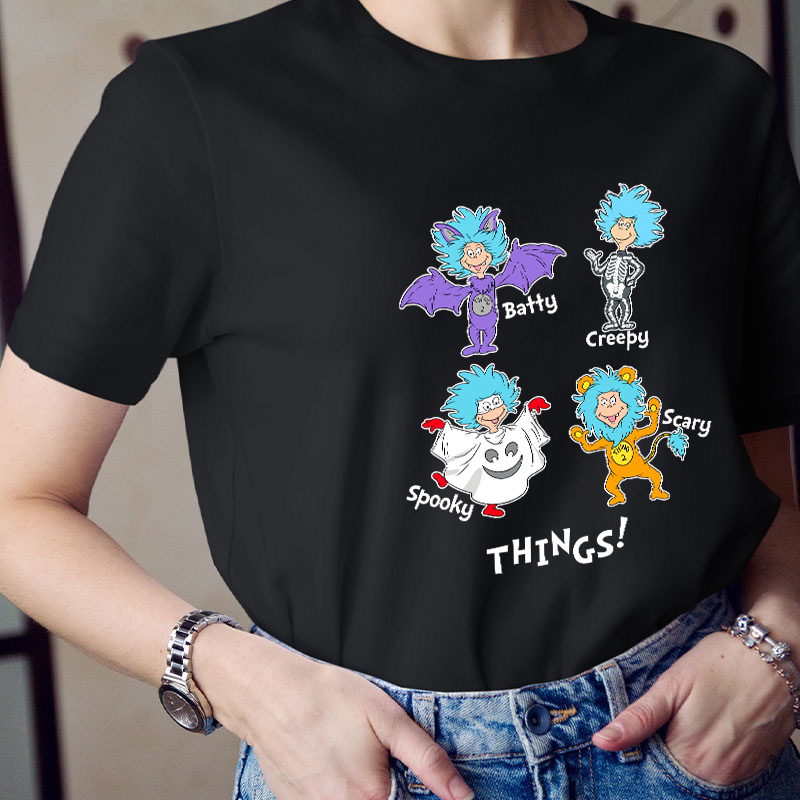 Batty Creepy Scary Spooky Things Teacher T-Shirt