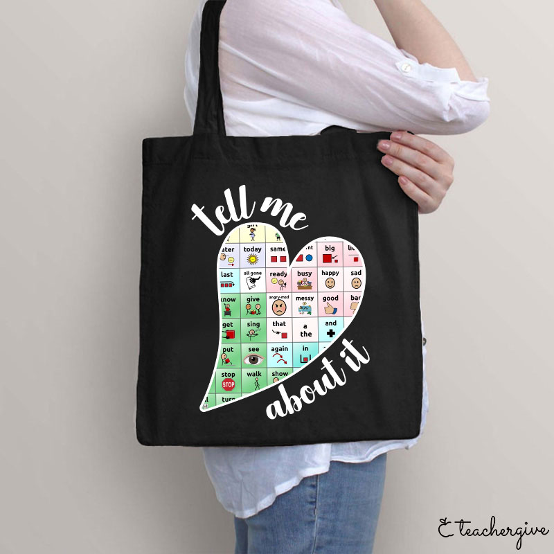 Tell Me About It Love Heart Teacher Tote Bag
