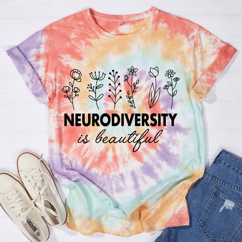 Neurodiversity Is Beautiful Teacher Tie-dye T-Shirt