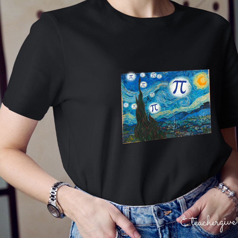Starry Night With Pi Teacher T-Shirt