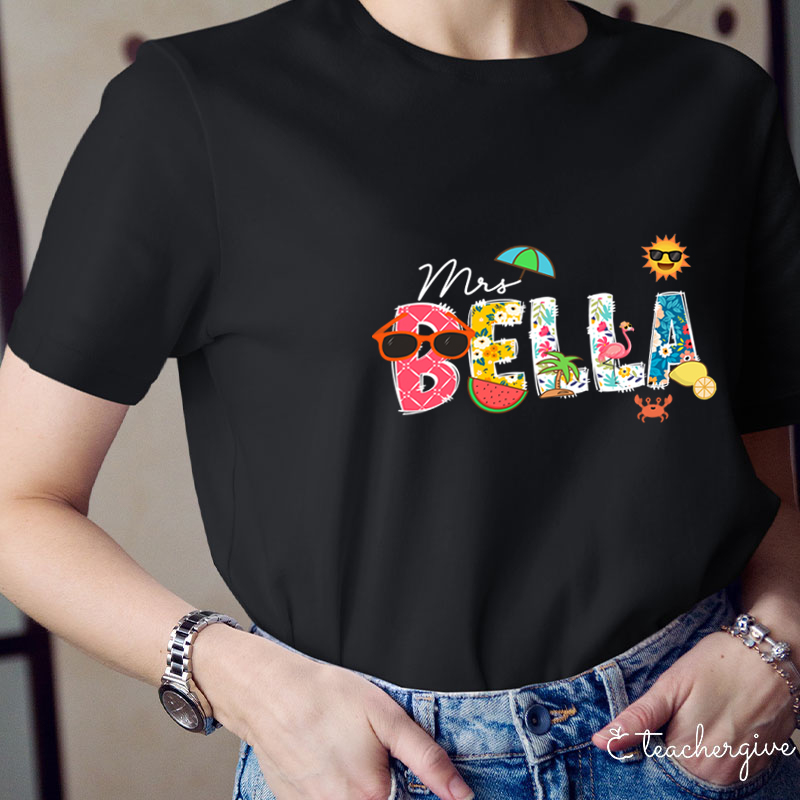 Personalized Name Summer Teacher T-Shirt