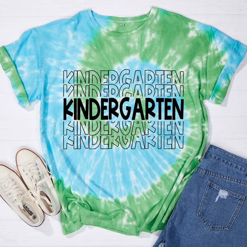 Personalized Kindergarten Teacher Tie-dye T-Shirt