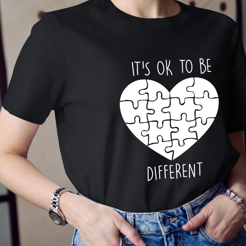 It's Ok To Be Different Love Heart Teacher T-Shirt