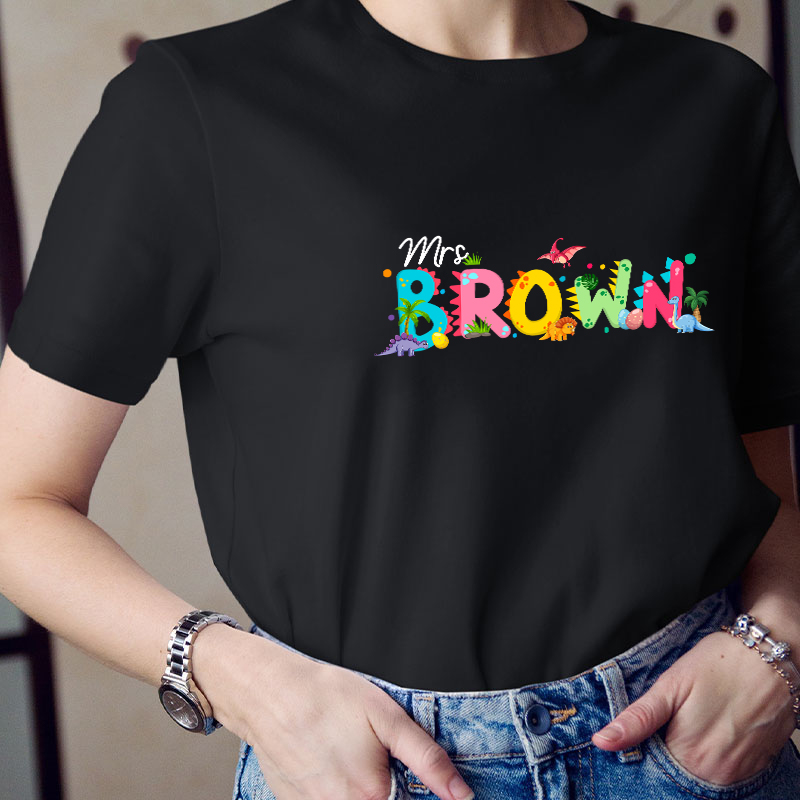 Personalized Dinosaur Egg Teacher T-Shirt