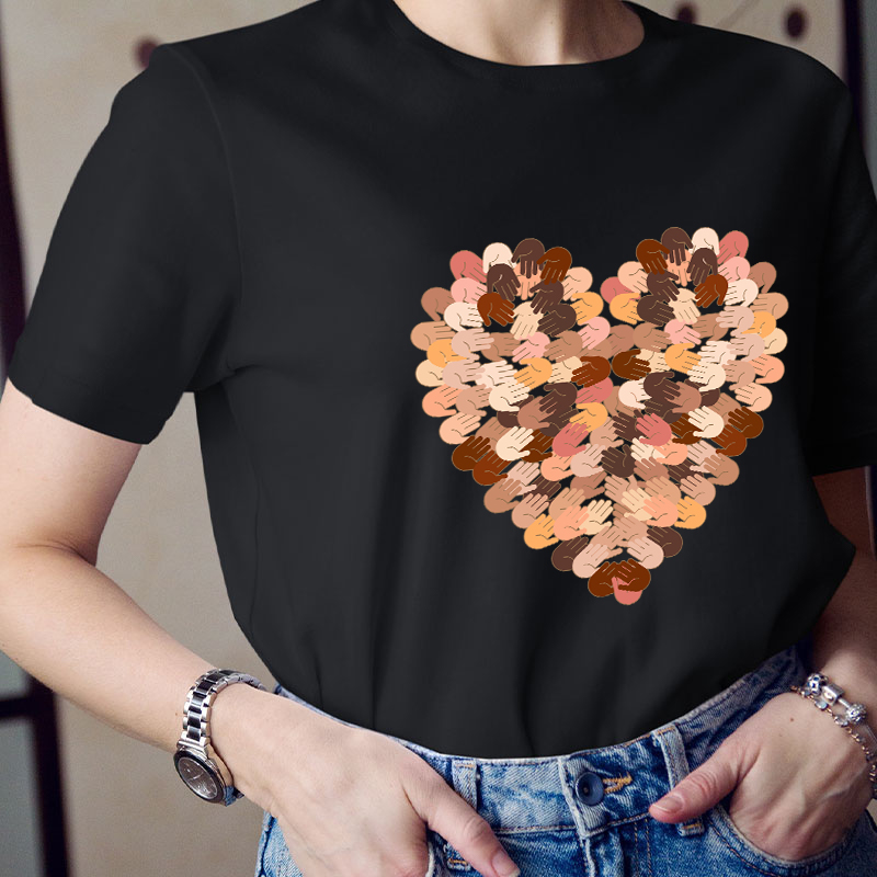 Color Mosaic Heart Teacher T-Shirt
