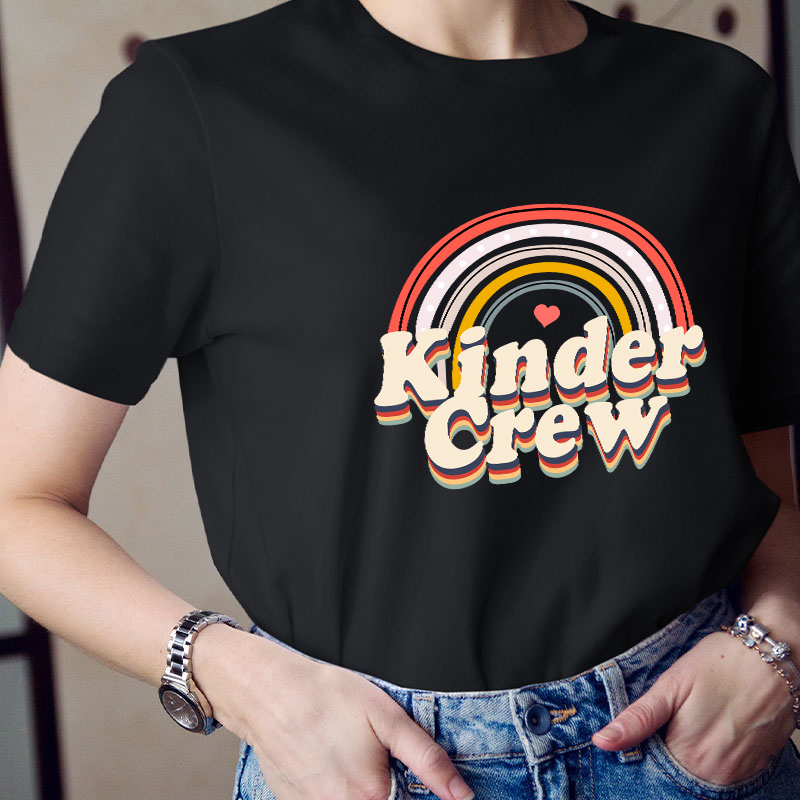 Kinder Crew Rainbow Teacher T-Shirt