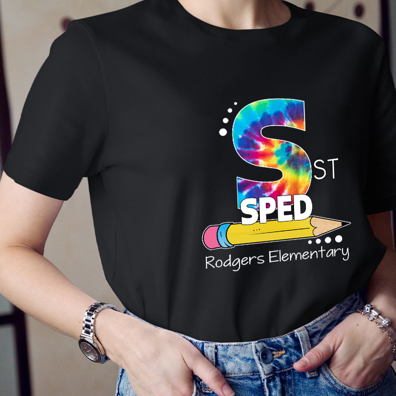 Personalized tie-dye Letters And Pencils Teacher T-Shirt