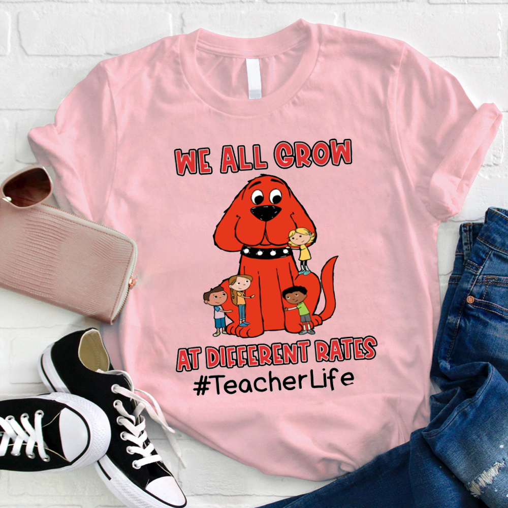 We All Grow At Different Rates The Big Red Dog Teacher T-Shirt