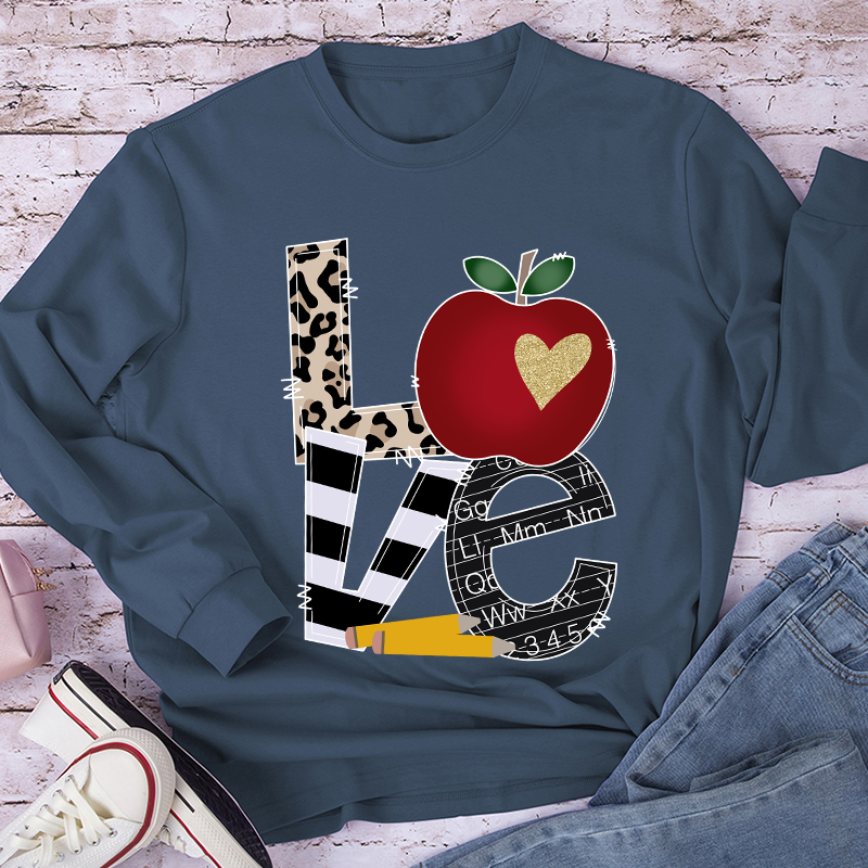 LOVE Shining Apple Different Patterns Long Sleeve T-Shirt