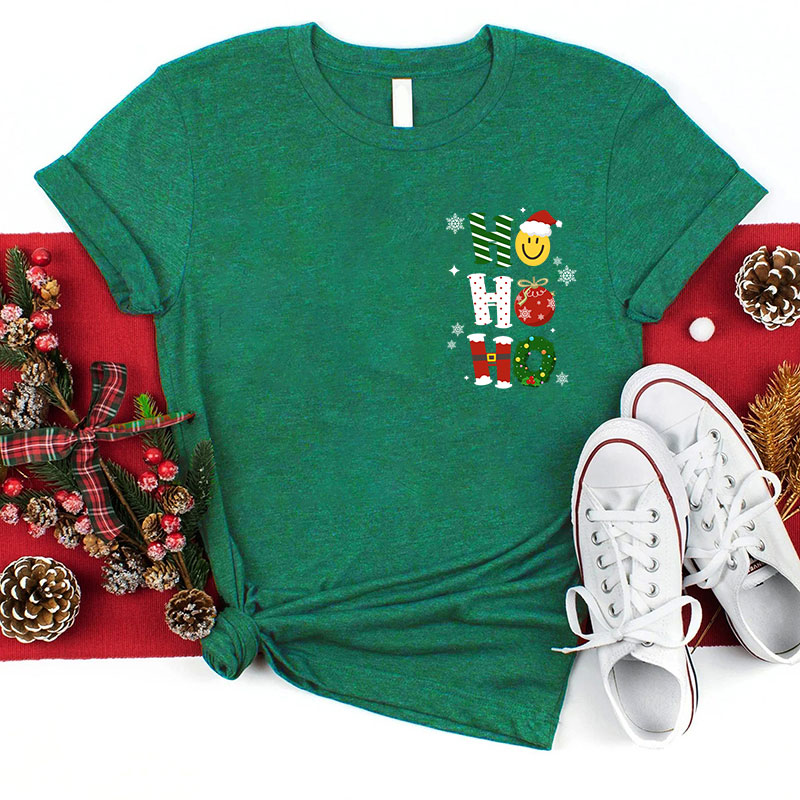 Ho Ho Ho Santa Claus Is Coming Christmas Wreath Teacher T-Shirt