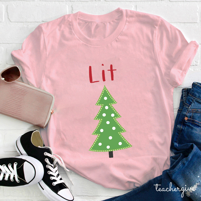 Lit Christmas Tree Teacher T-Shirt