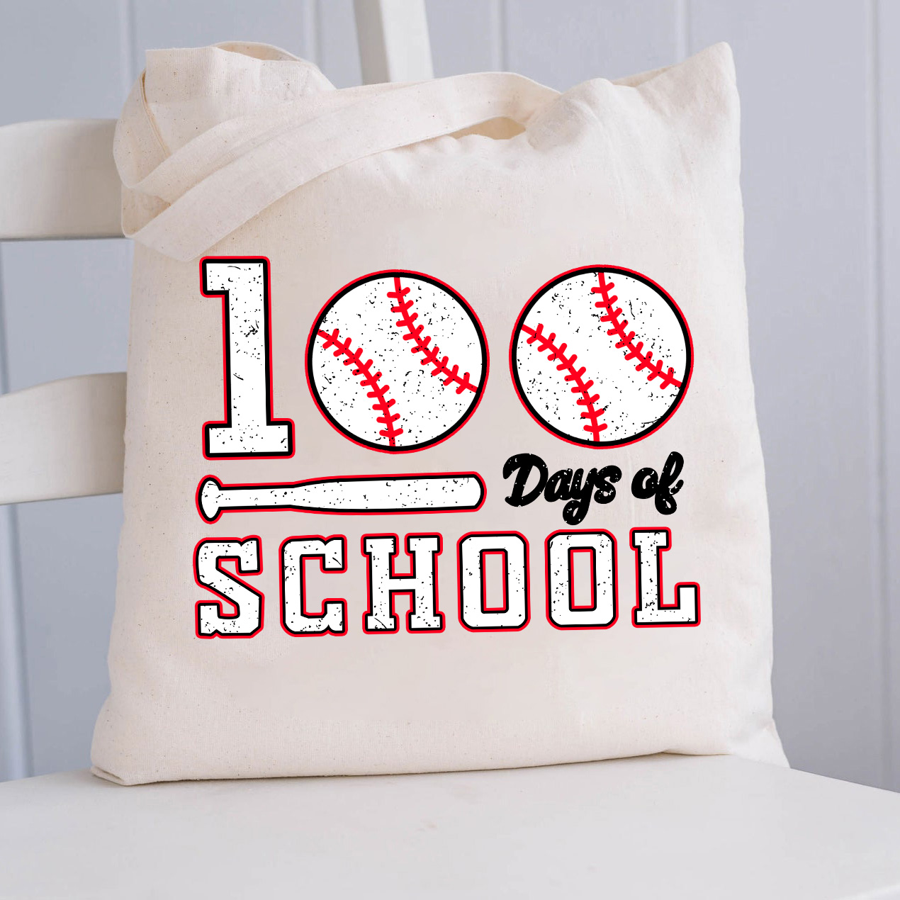 100 Days Of School Baseball Tote Bag