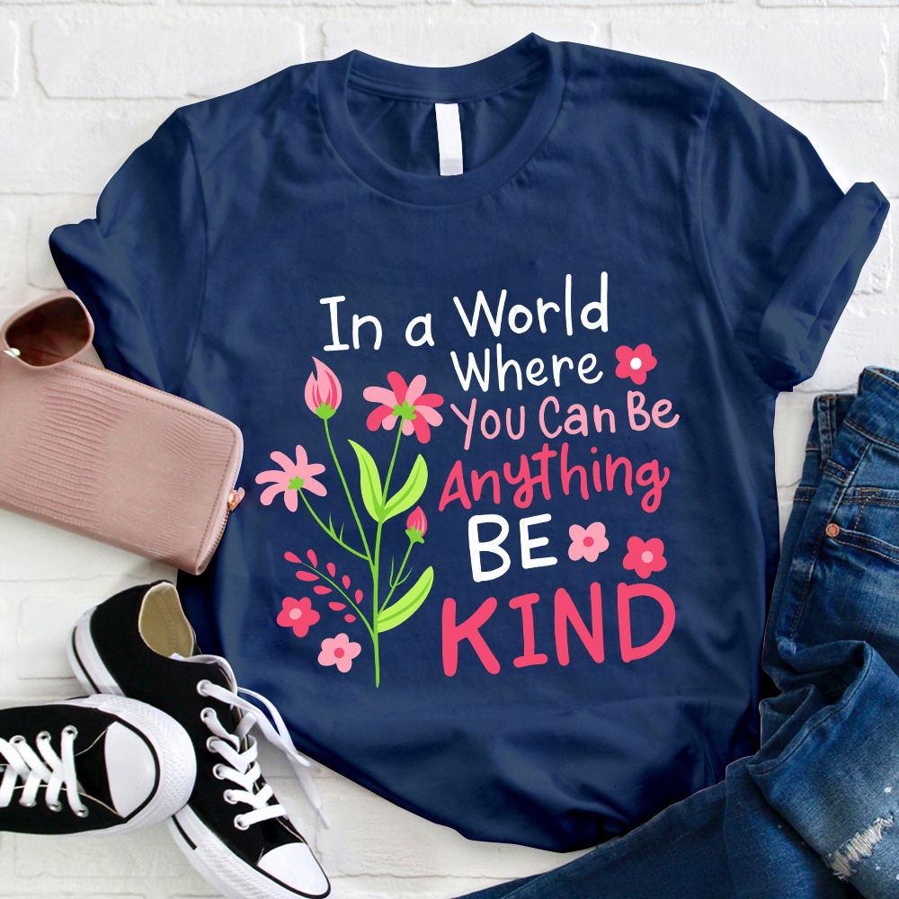 Be Kind Pink Flower Teacher T-Shirt