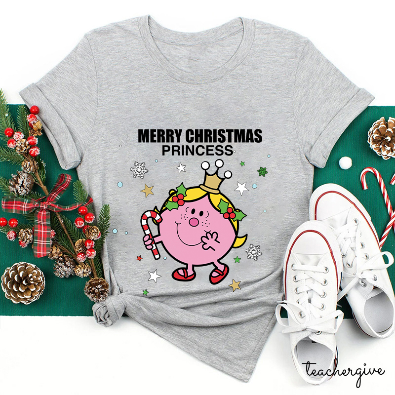 Little Miss Merry Christmas Princess Teacher T-Shirt