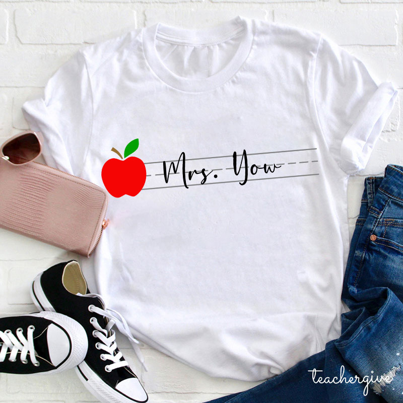 Personalized Teacher Name Apple T-Shirt