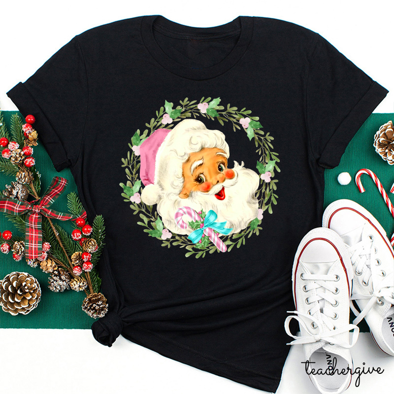 Christmas Wreach Santa Teacher T-Shirt