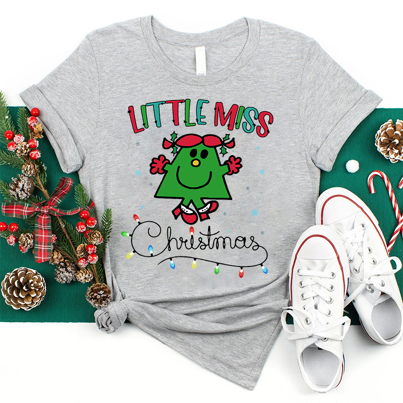Little Miss Loves Christmas Teacher T-Shirt