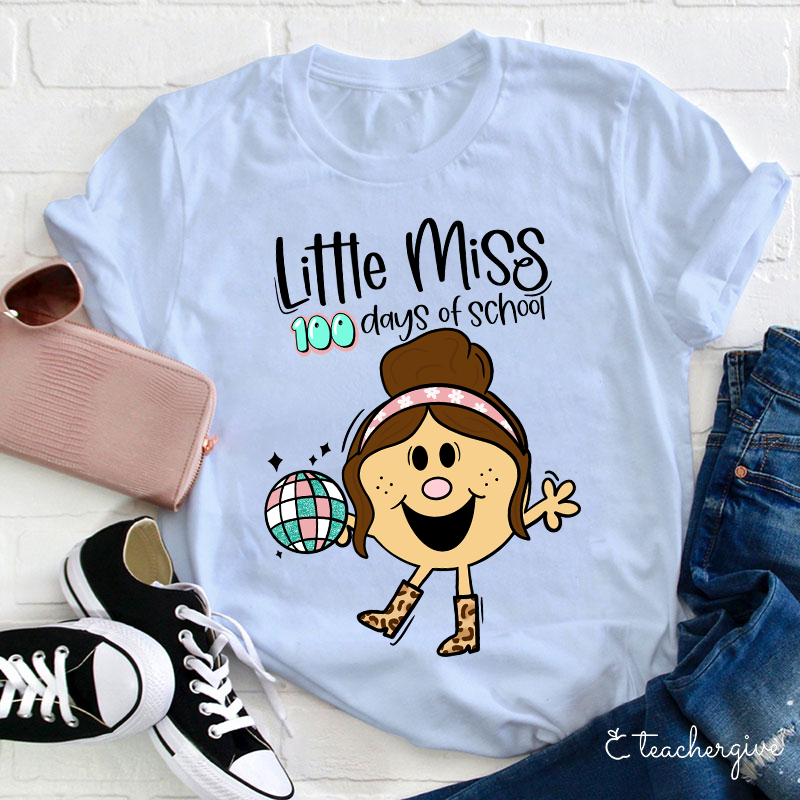 Special Designed Little Miss 100 Days Of School Teacher T-Shirt