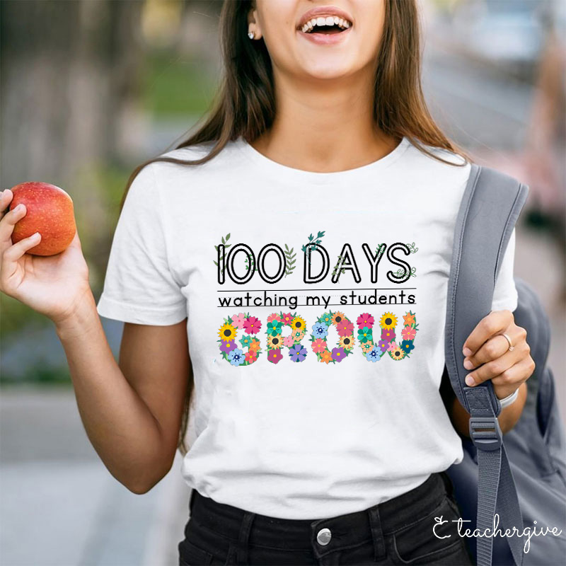 100 Days Watching My Students Grow Wreath Teacher T-Shirt