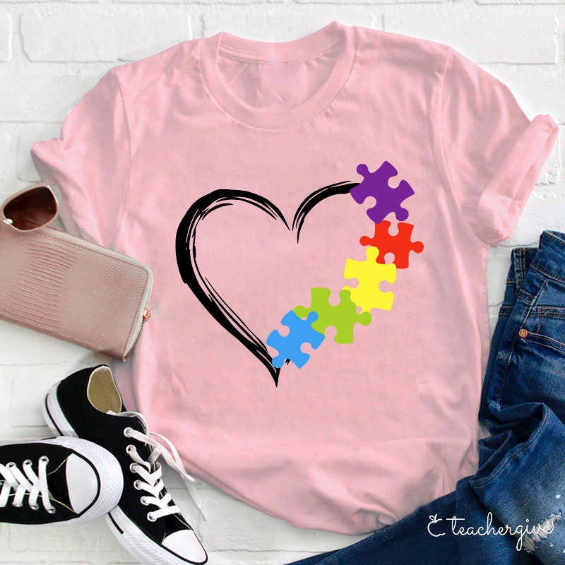 Puzzle Of Love Teacher T-Shirt