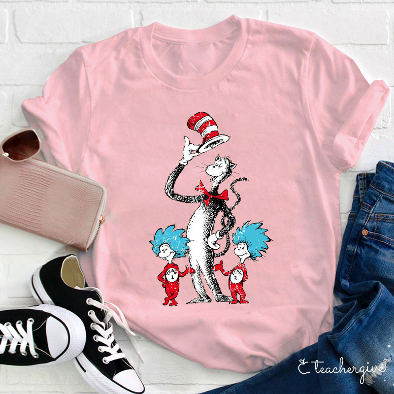 Cat In The Hat Thing One Thing Two Teacher T-Shirt