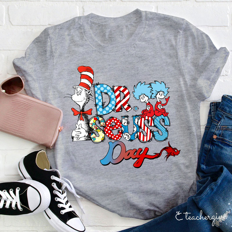 Dr. Seuss Day Cat Things Red Fish Teacher T-Shirt