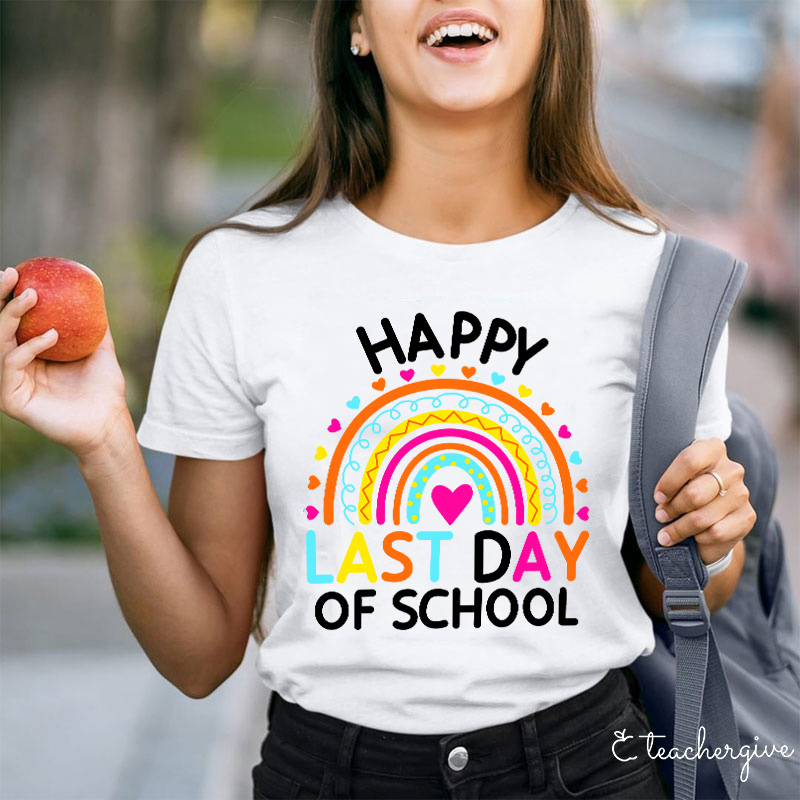 Happy Last Day of School Heart Rainbow T-Shirt
