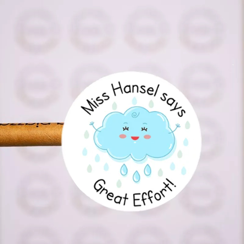 Personalized 175 PCS Miss Hasel Says Great Effort Raining Stickers