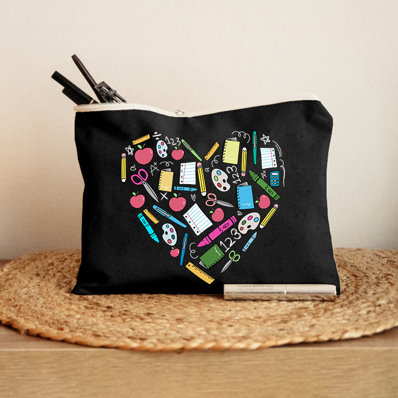 Teacher Heart Makeup Bag