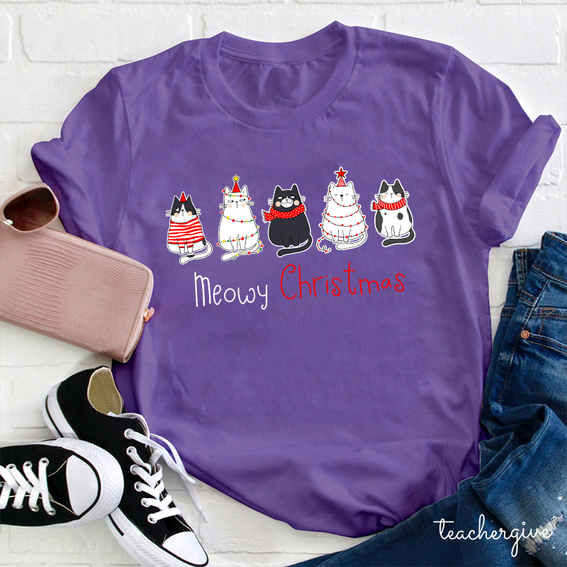 Meowy Christmas Teacher T-Shirt
