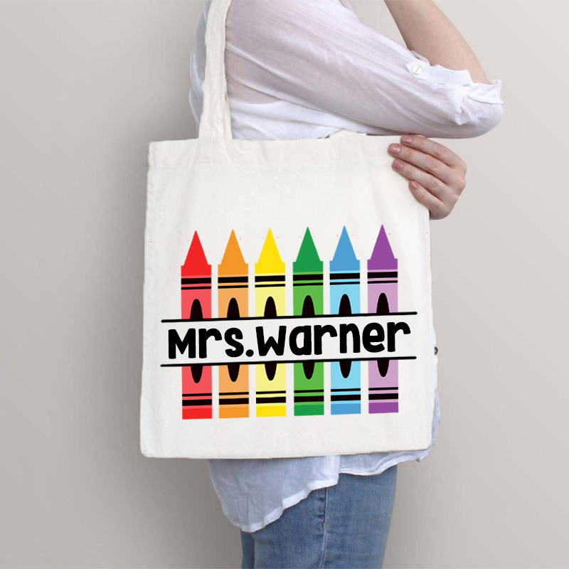 Personalized Pencil Crayon Teacher Name T-Shirt
