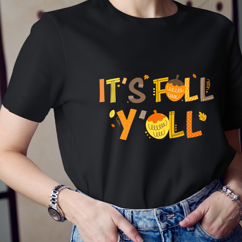 It's Fall Y'all Maple Leaf Teacher T-Shirt