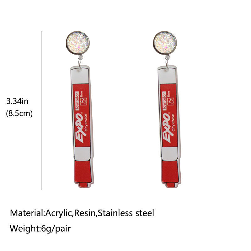Cartoon Mark Pens  Acrylic  Earrings