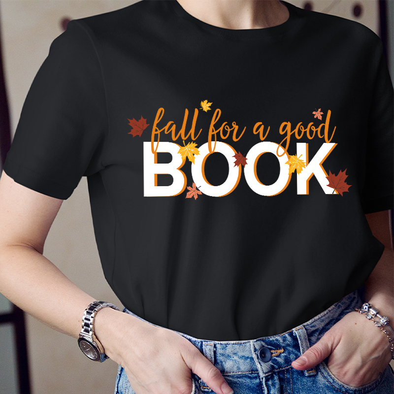 Fall For A Book Maple Leaves Teacher T-Shirt