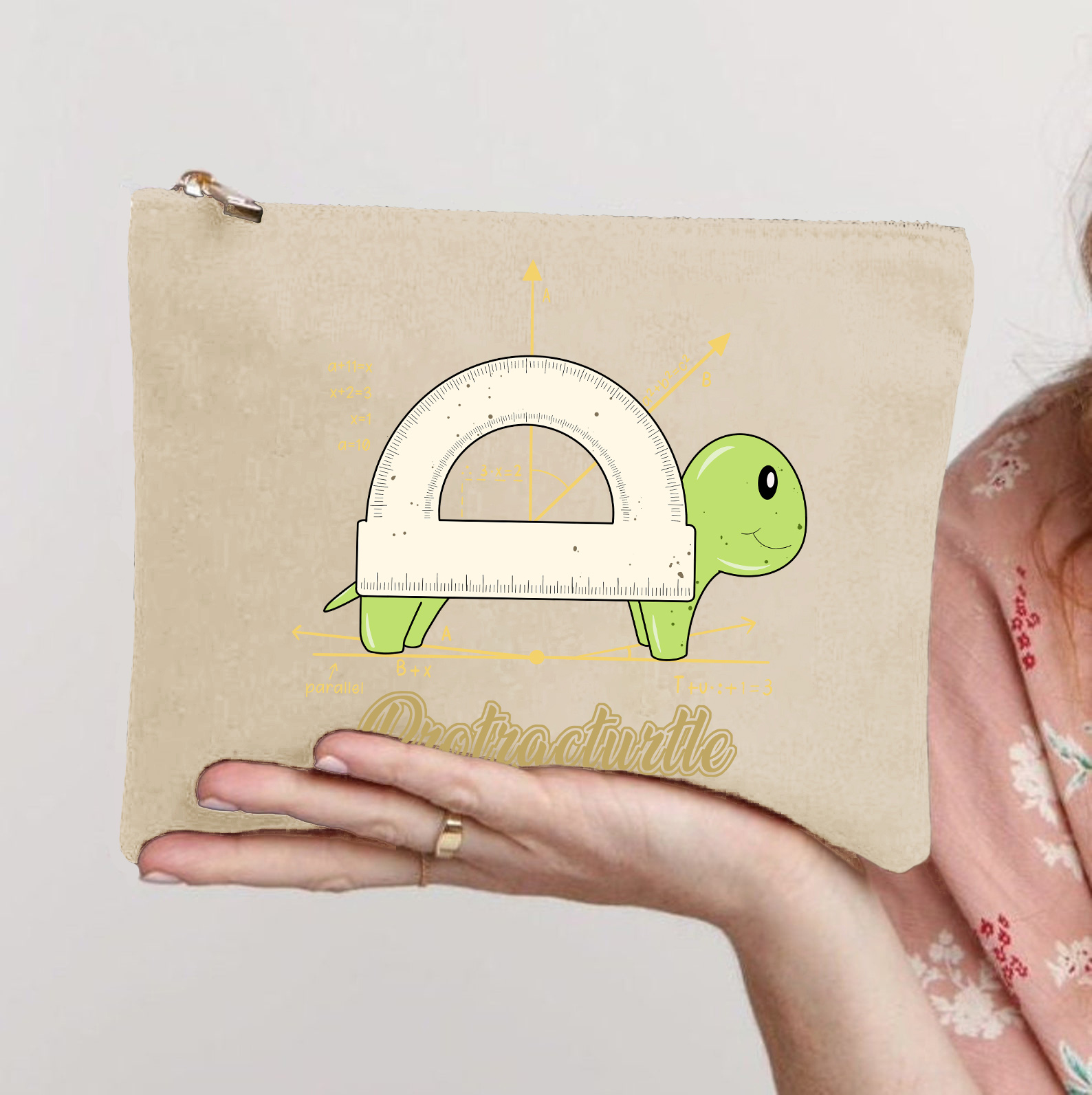 Math Protractor Turtle Makeup Bag