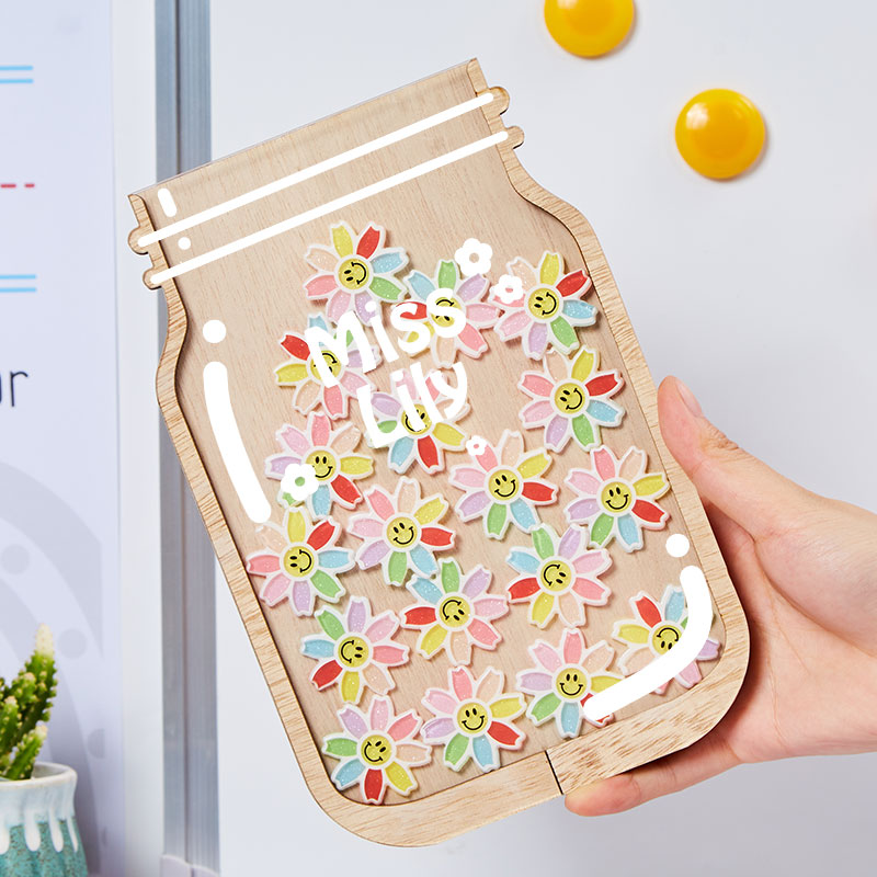 Personalized Fill The Jar With Rainbow Flower Teacher Reward Jar