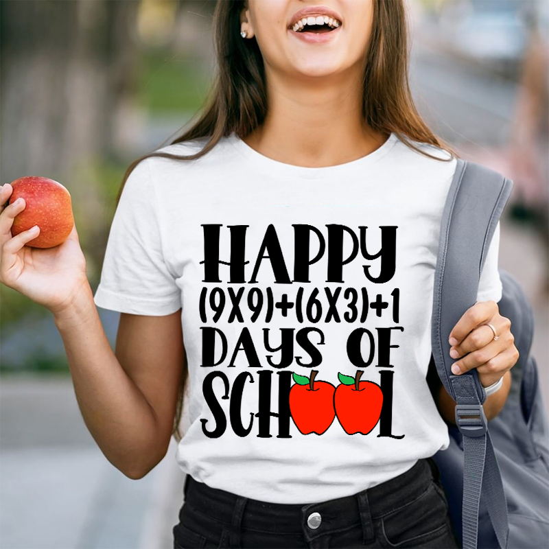 Math Equation Happy 100 Days Of School Teacher T-Shirt