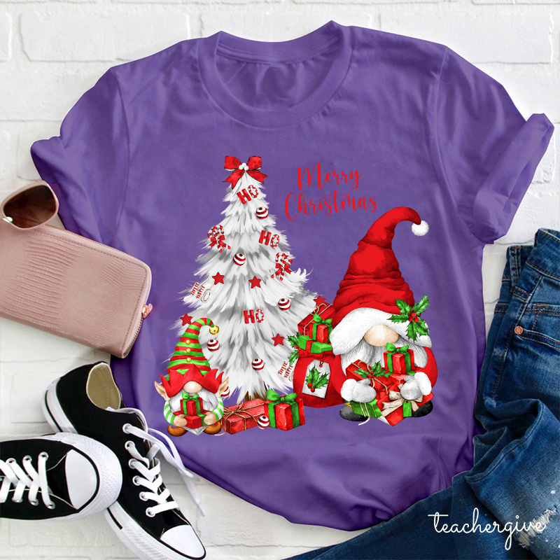 Ho Ho Ho Red Merry Christmas Teacher T-Shirt