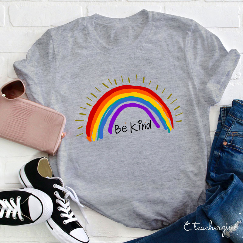 Be Kind Rainbow Stripe  T-Shirt