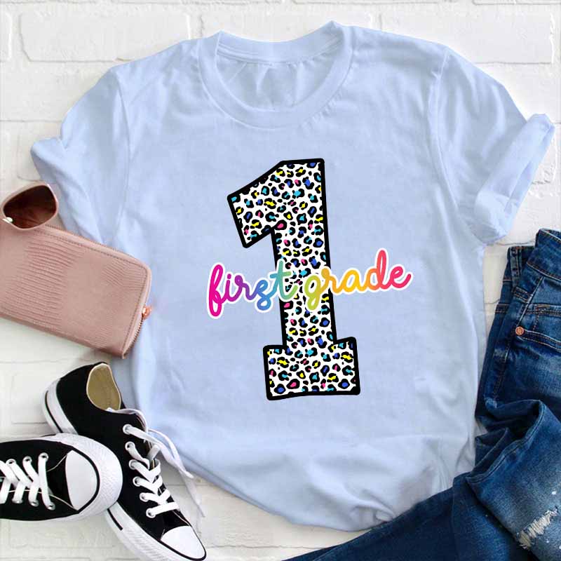Personalized Colorful Leopard Teacher T-Shirt