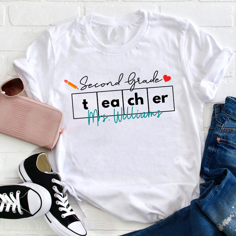 Personalized Name And Grade Teacher T-Shirt