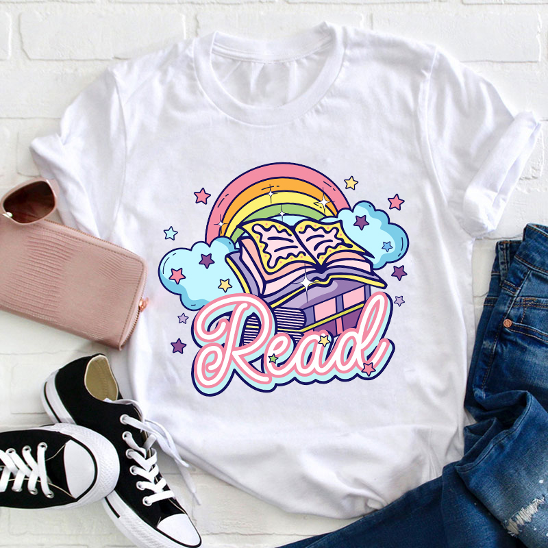 Cute Rainbow Read Teacher T-Shirt