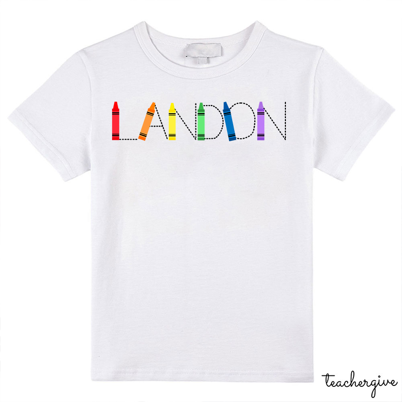 Personalized Name Crayons Letters Kids T-Shirt