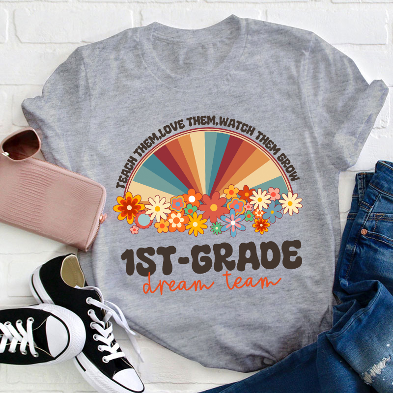 Personalized Teach Love Watch Them Grow Teacher T-Shirt